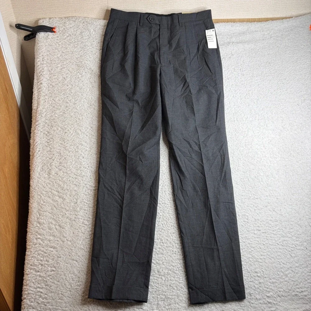 NEWLauren Ralph Lauren Mens Pleated Dress Pants Charcoal Gray 34W x 34L Wool